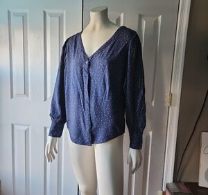 Susina Dark Blue Button-Up Blouse